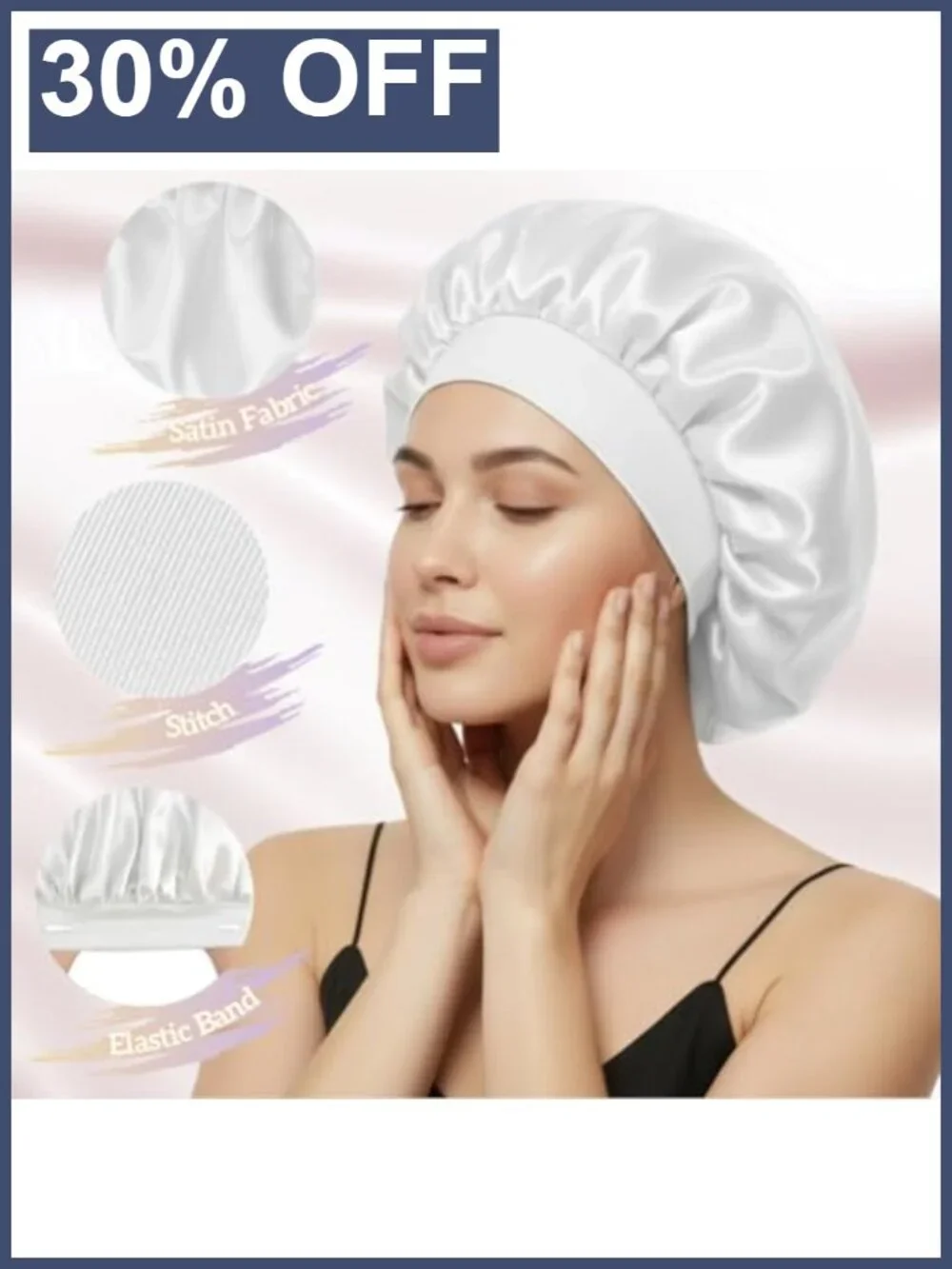 Large Satin Sleep Bonnet for Women Men Curly Hair